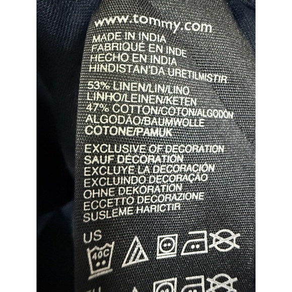 Tommy Hilfiger Dress Womens 6 Navy Blue Linen Blend Sleeveless Button Pockets - Picture 10 of 11